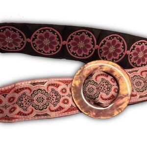 Reversible Pink Medallion Fabric Belt